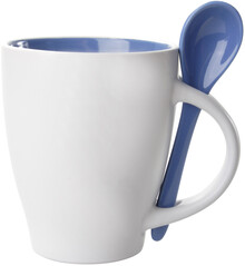 Hrnek se l�i�kou - 300 ml Spoon, modr�, b�l�