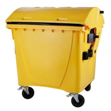 Kontejner na t��d�n� odpad s kulat�m v�kem 1100 l, plastov�, �lut�