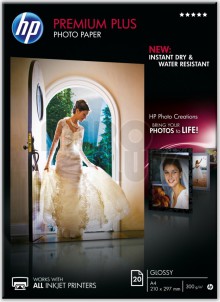 Fotopap�r HP Premium Plus Glossy Photo Paper, foto pap�r, leskl�, b�l�, A4, 300 g/m2, 20 ks, CR672A,